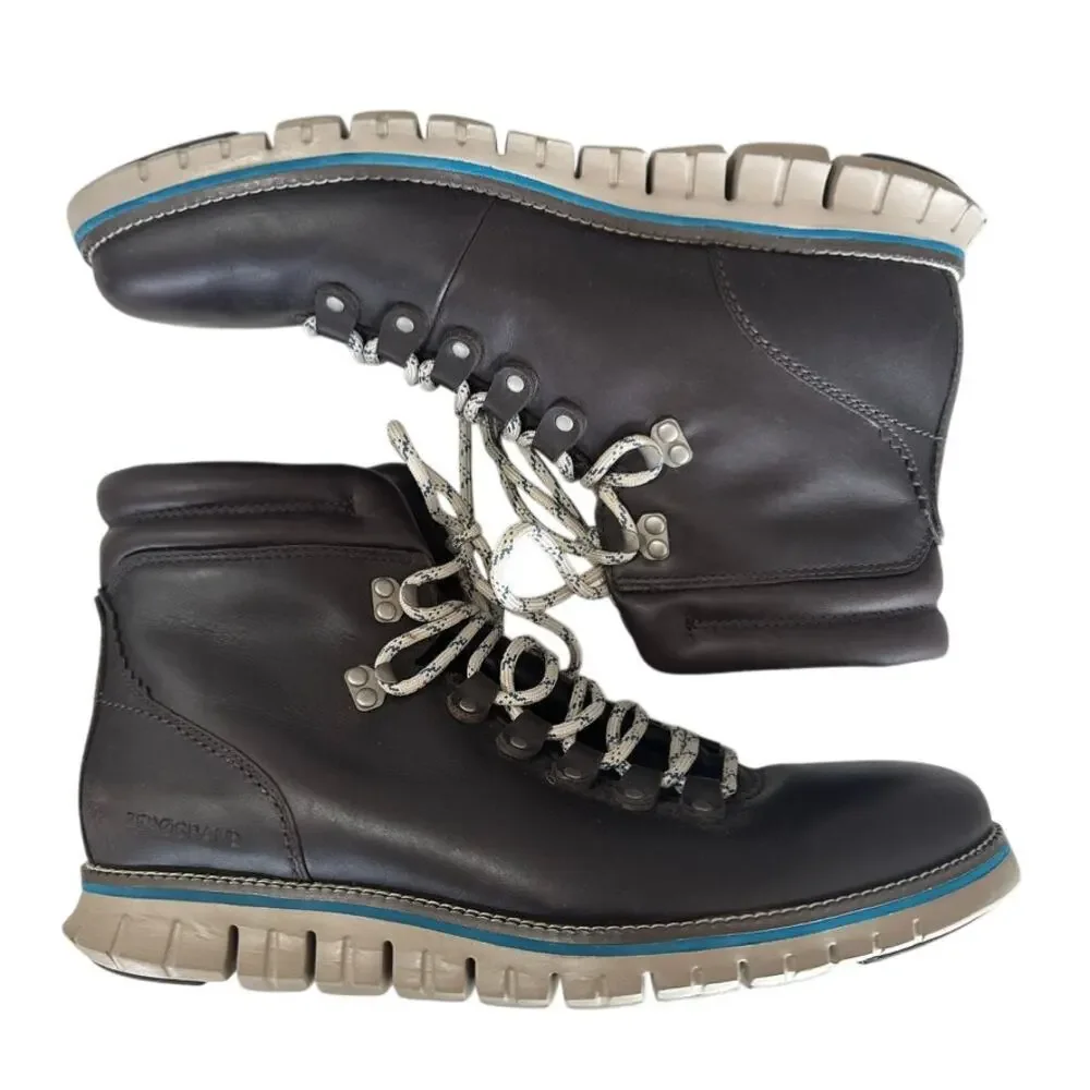 Cole Haan Men's Zerogrand Lace Up Brown Waterproof Leather Boots, Size 11, EUC